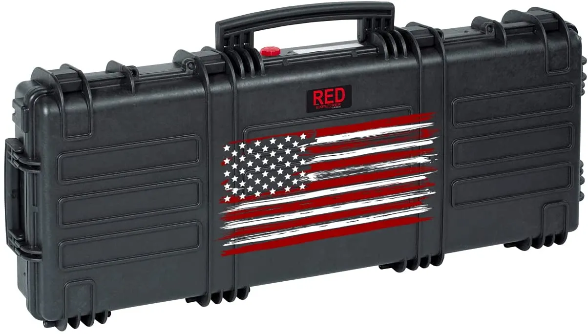 Explorer Cases 37 RED by Explorer waterproof gun case with Double Layer of Convoluted Foam - Limited USA Flag Edition