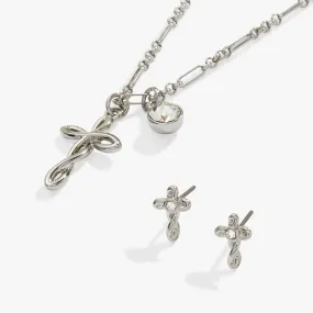 Faith Charm Necklace and Stud Earring Gift Set