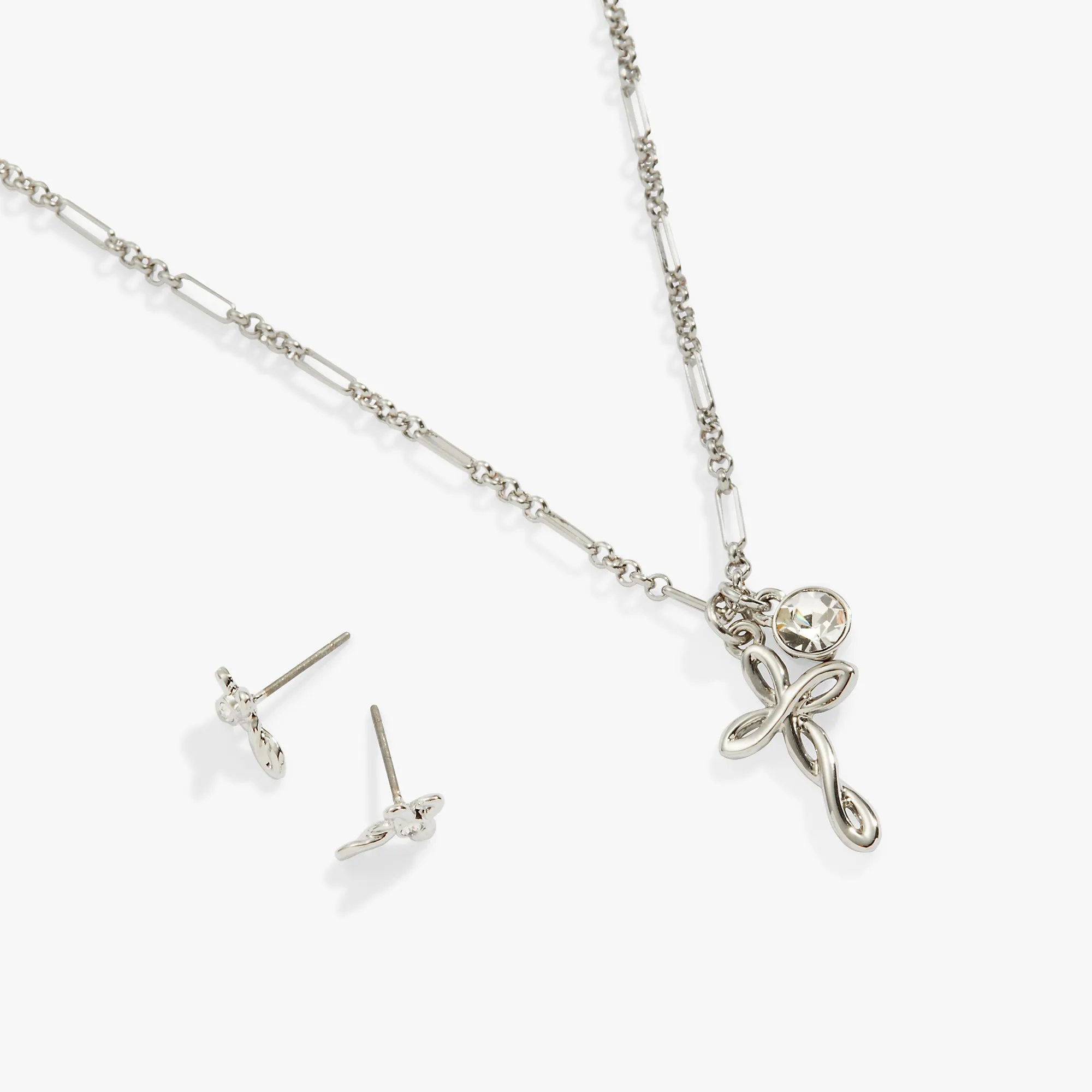 Faith Charm Necklace and Stud Earring Gift Set