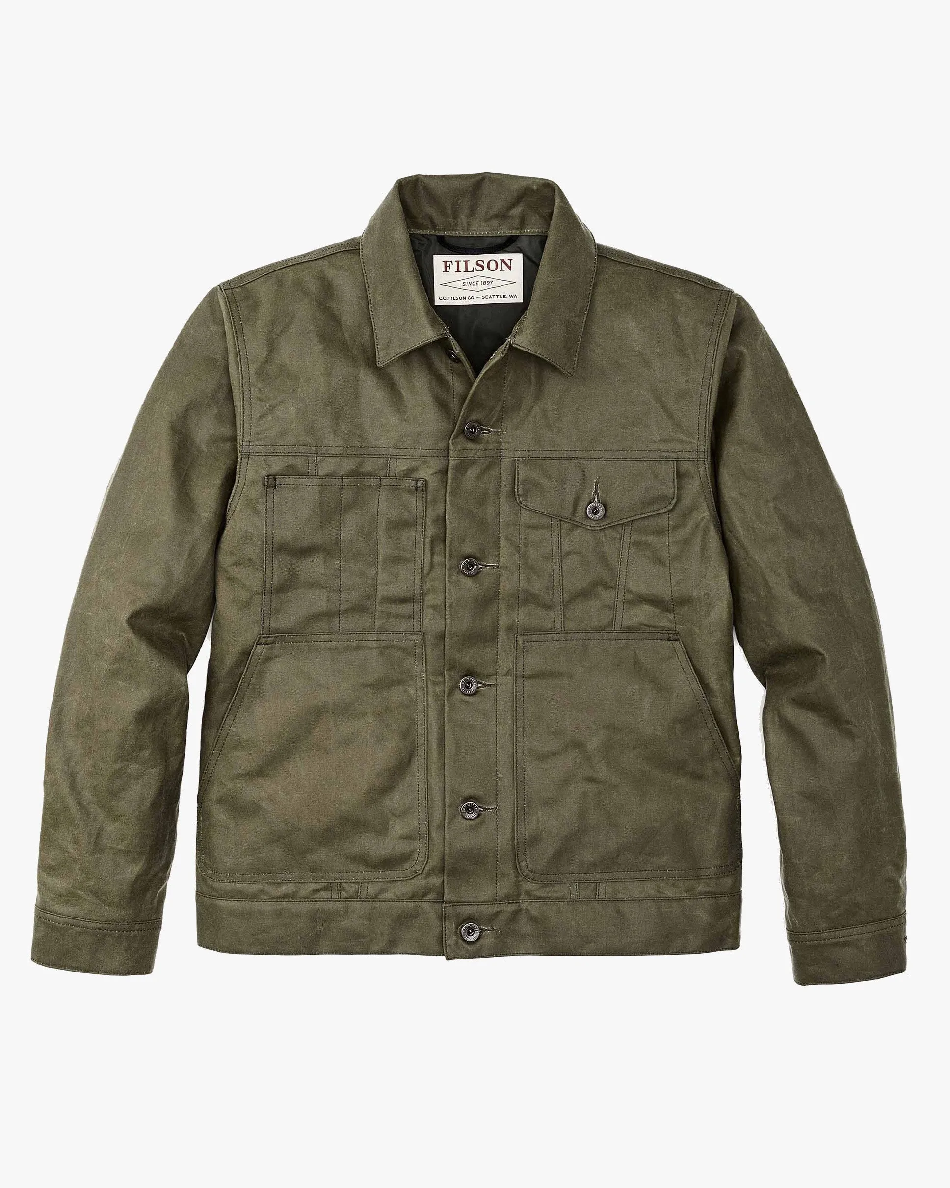 Filson Tin Cloth Short Lined Cruiser Jacket - Military Green