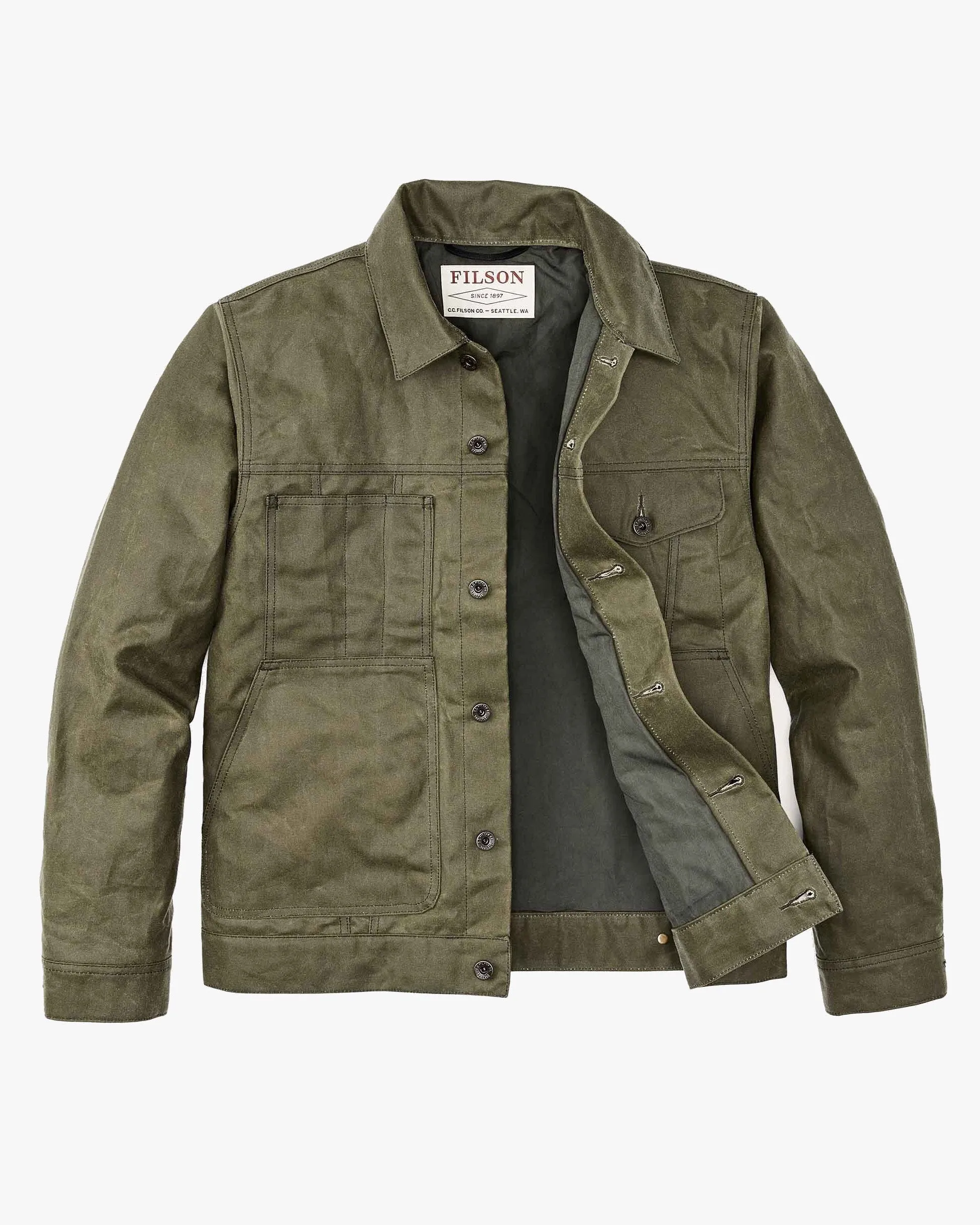 Filson Tin Cloth Short Lined Cruiser Jacket - Military Green