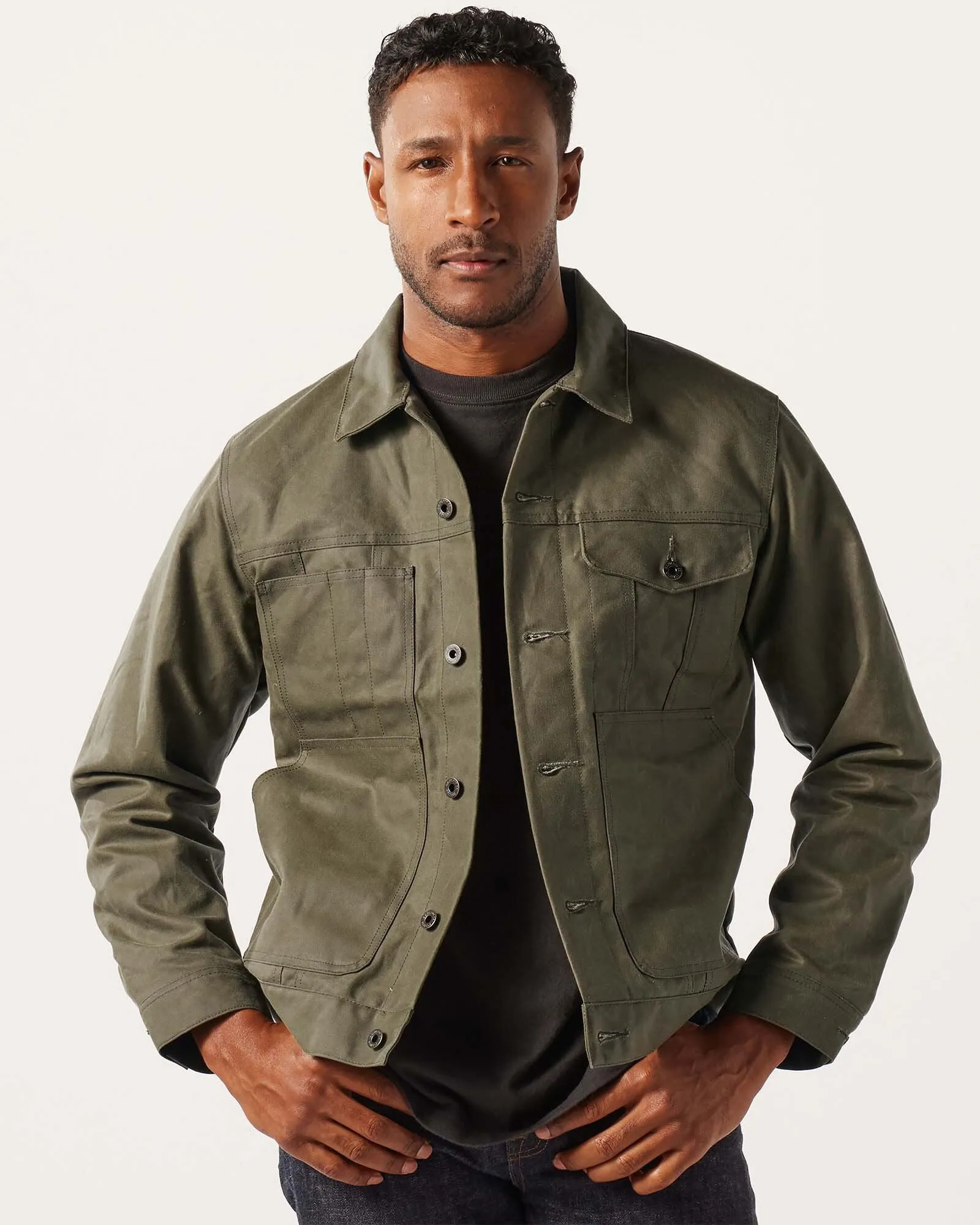 Filson Tin Cloth Short Lined Cruiser Jacket - Military Green