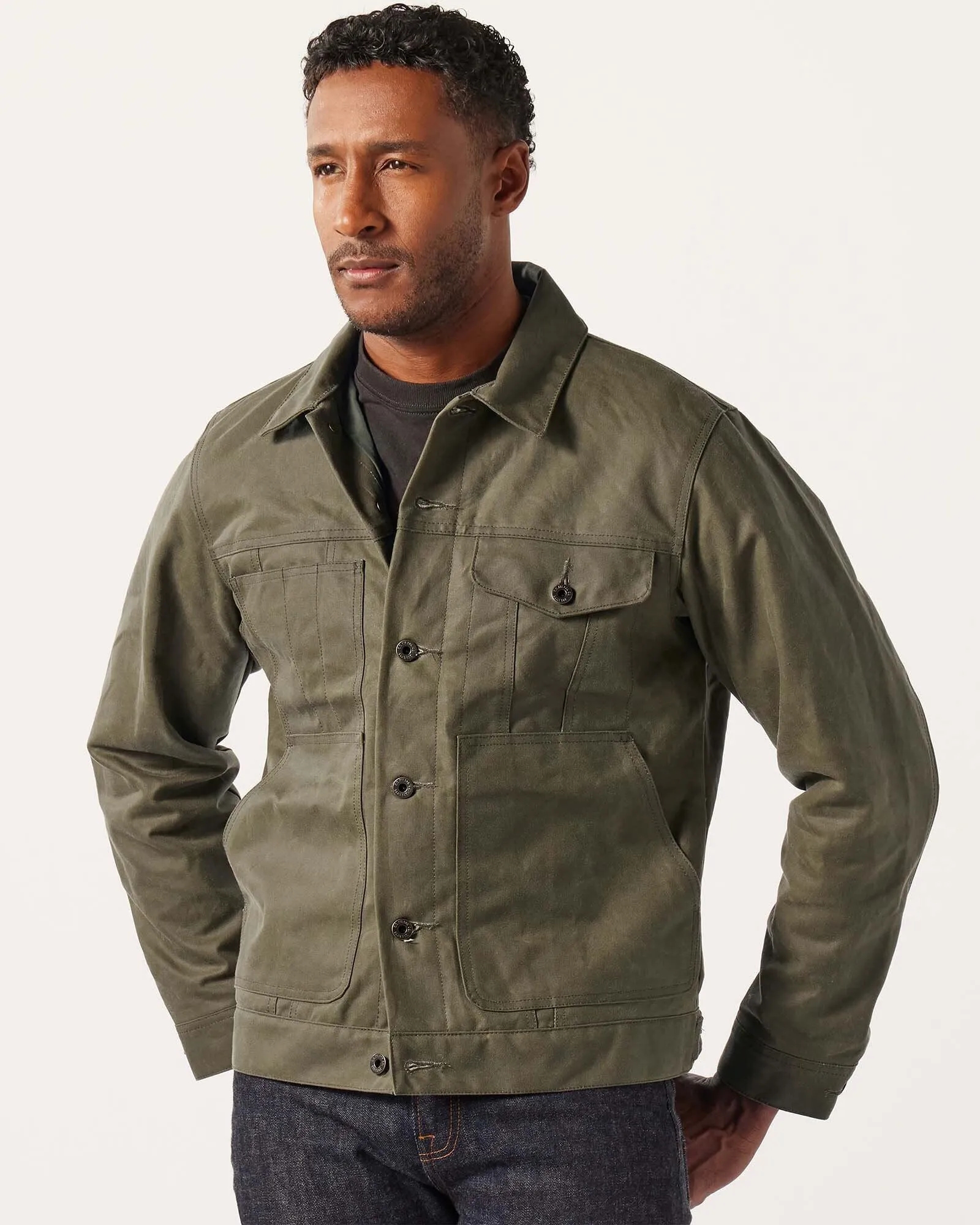 Filson Tin Cloth Short Lined Cruiser Jacket - Military Green