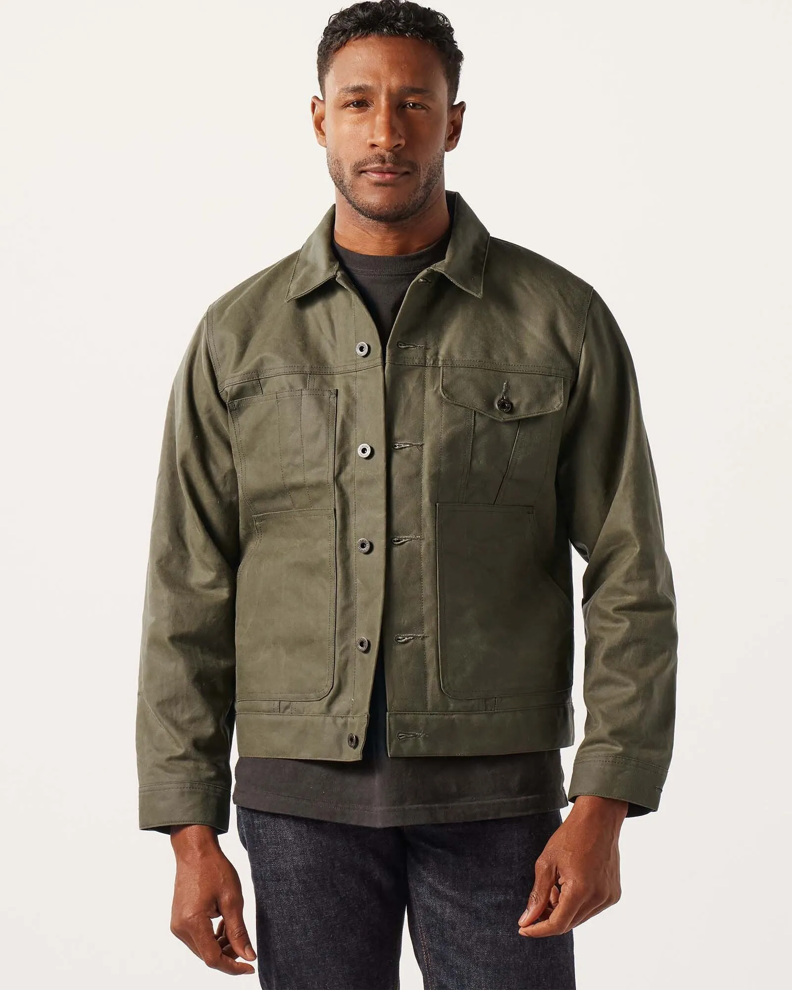 Filson Tin Cloth Short Lined Cruiser Jacket - Military Green