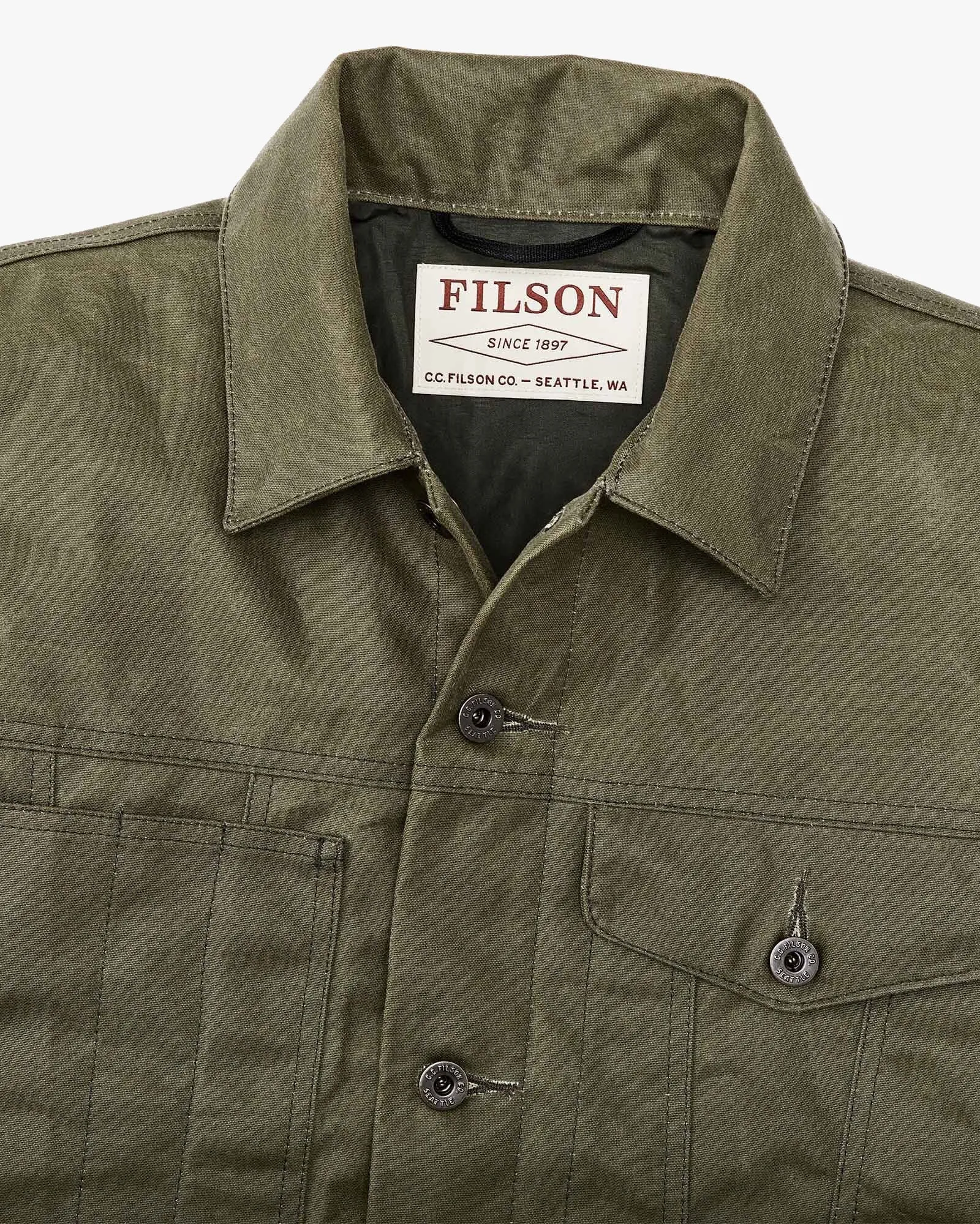 Filson Tin Cloth Short Lined Cruiser Jacket - Military Green