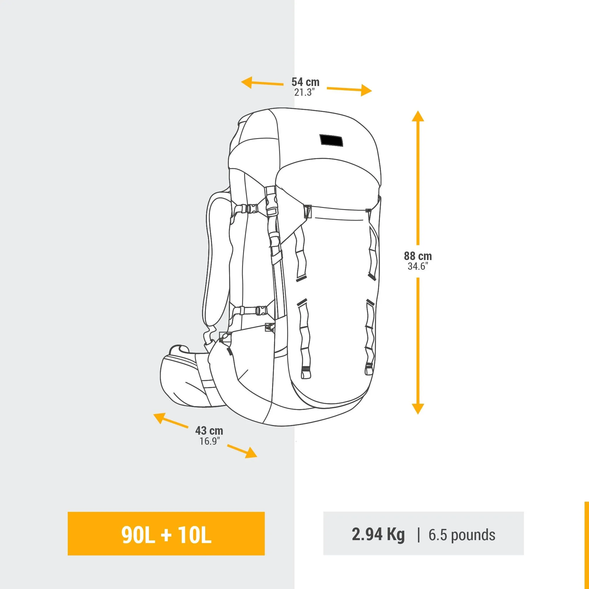 Forclaz Men's MT900 Symbium2 90 10 L Backpacking Pack