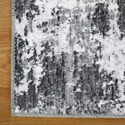 GARVEE Area Rug 3x5 Machine Washable Rug Modern Abstract Distressed Rug Soft Non-Slip Indoor Floor Mat Foldable Non Shedding Floor Cover Low Pile Thin Rug for Living Room Bedroom Dining Room Grey