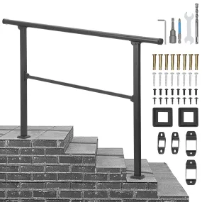 GARVEE Outdoor Handrails for 3-4 Steps, Sturdy Black Wrought Iron, Safety & Stability, Easy Installation, Anti-Rust, Porch & Garden Use