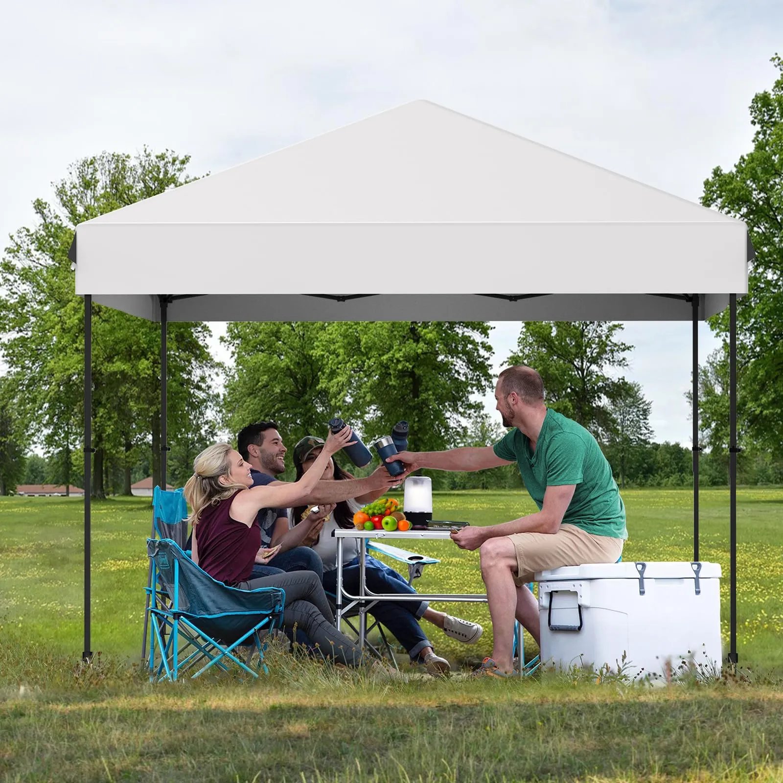 GARVEE Pop-Up Canopy Tent - Waterproof Outdoor Canopy, Portable Sun Shelter, with Roller Bag, 4 x Sandbags, 4 x Stakes, for Picnic, Camping, Outdoor Events, Parties, Patio, 10'x10'，Grey