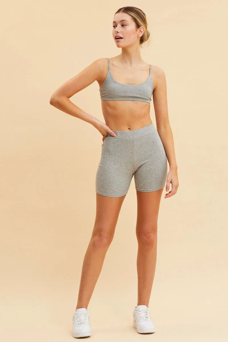 Grey Cotton Bralette Cotton Stretch Scoop Neck