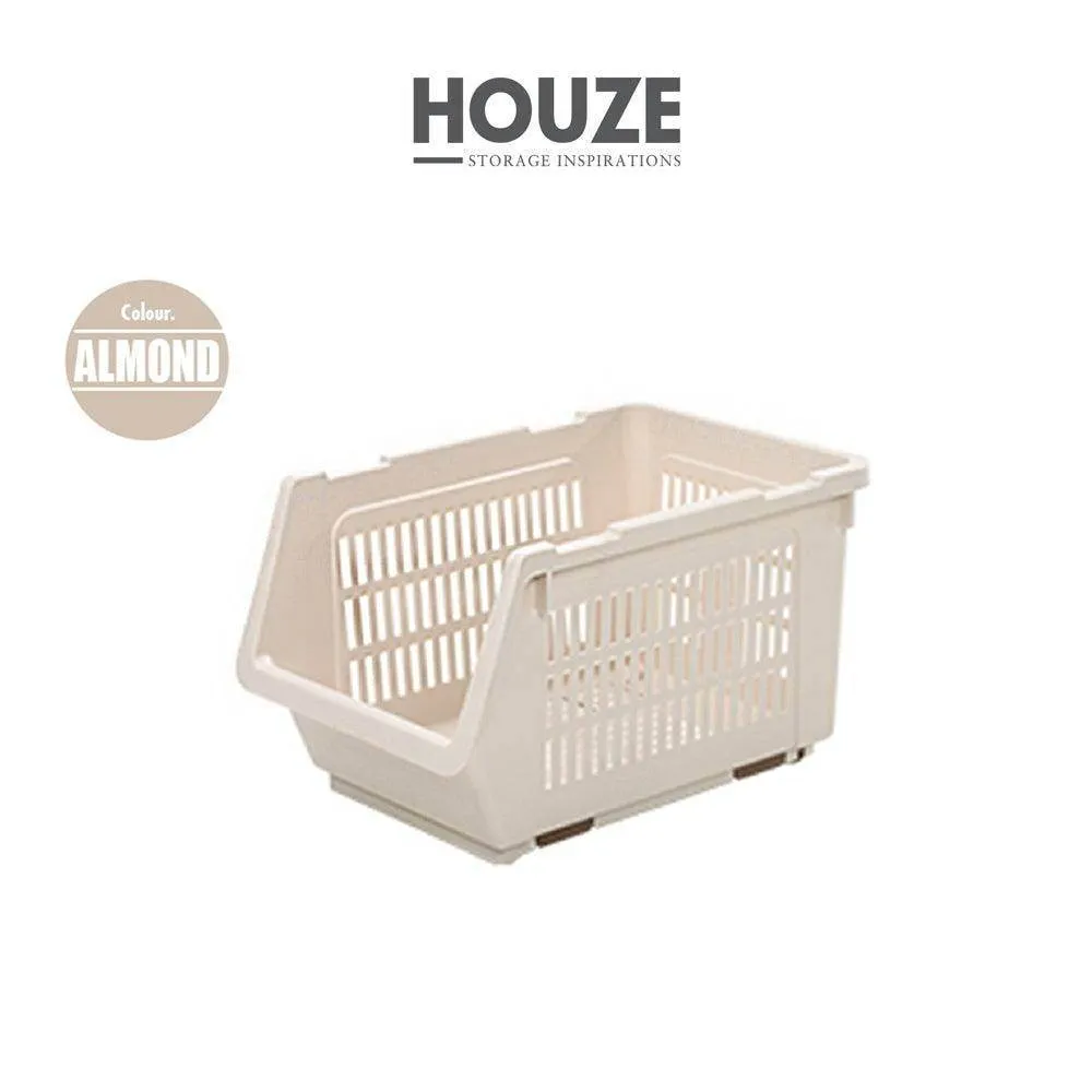 HOUZE Stackable Multi Purpose Rectangle Basket (Almond)