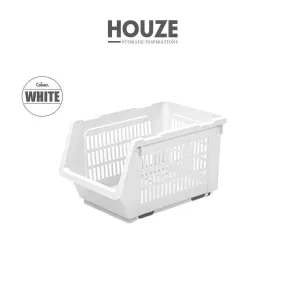 HOUZE Stackable Multi Purpose Rectangle Basket (White)