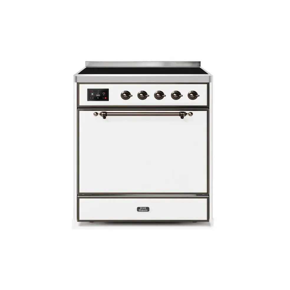 ILVE Majestic II 30 Inch Electric Freestanding Induction Range with Solid Door and Bronze Trim