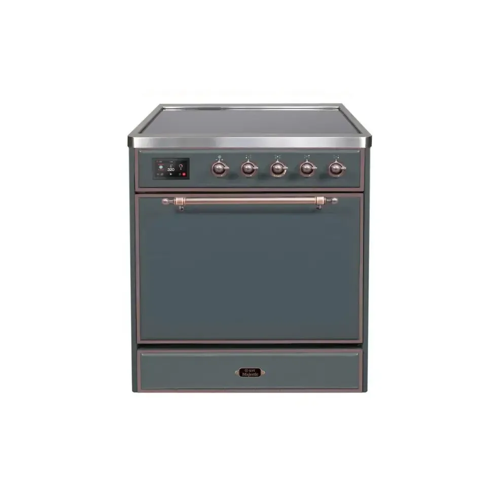 ILVE Majestic II 30 Inch Electric Freestanding Induction Range with Solid Door and Bronze Trim