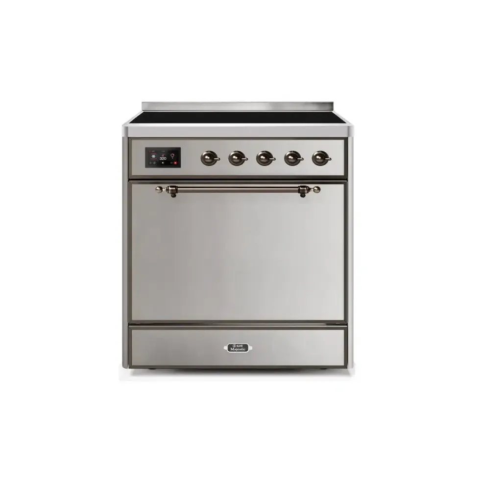 ILVE Majestic II 30 Inch Electric Freestanding Induction Range with Solid Door and Bronze Trim