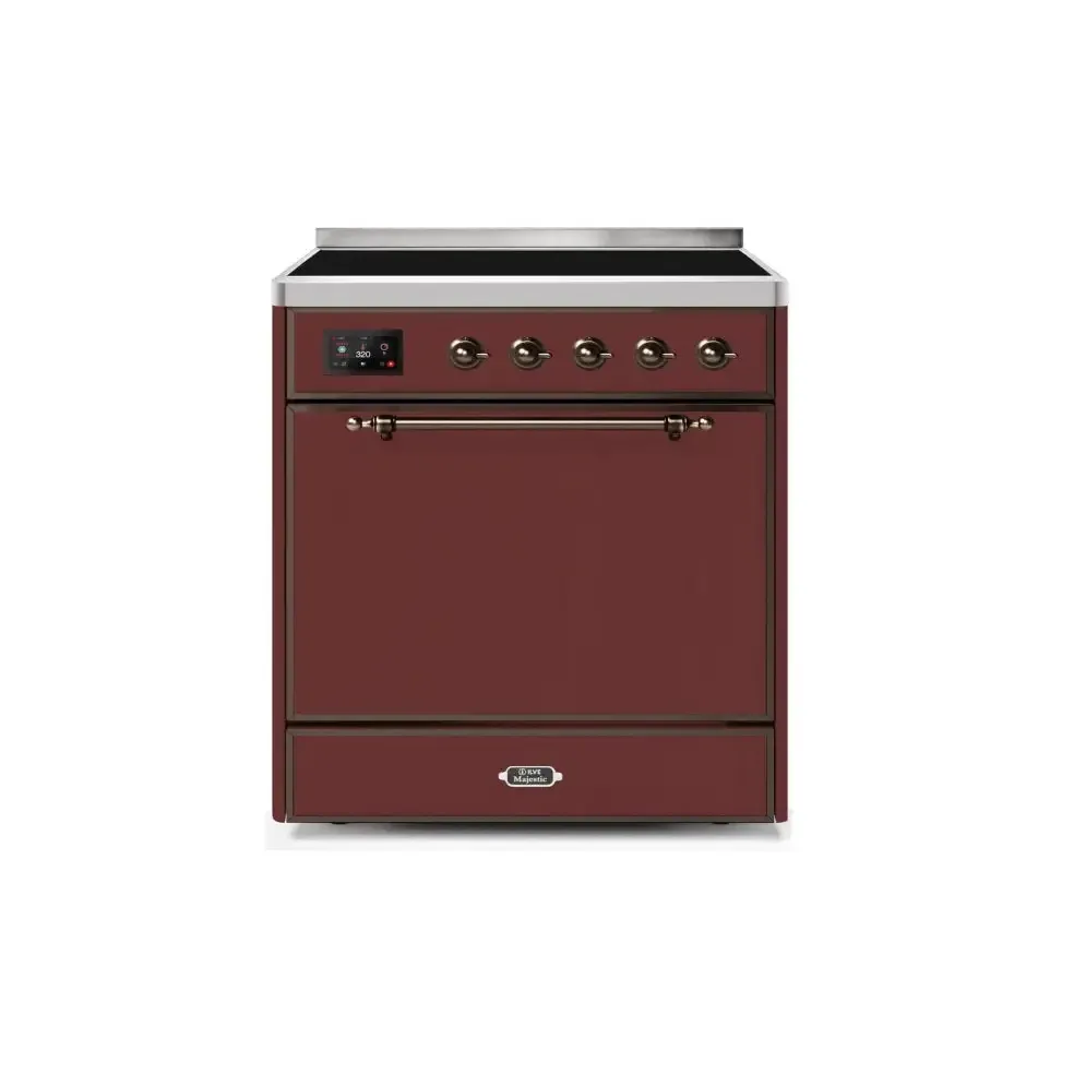 ILVE Majestic II 30 Inch Electric Freestanding Induction Range with Solid Door and Bronze Trim