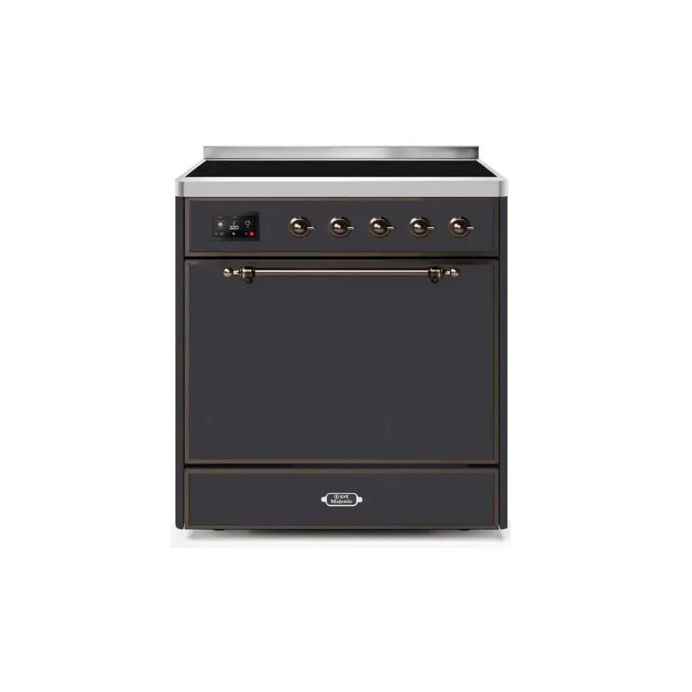 ILVE Majestic II 30 Inch Electric Freestanding Induction Range with Solid Door and Bronze Trim