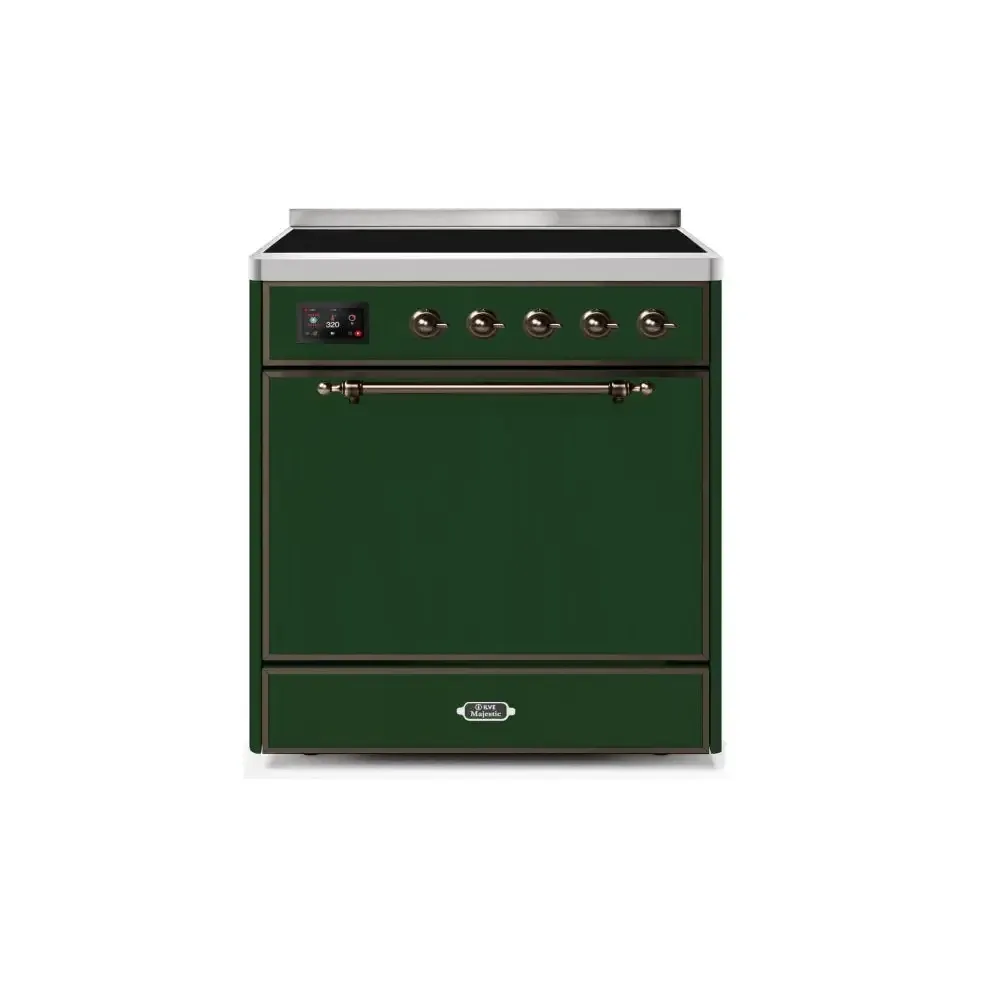 ILVE Majestic II 30 Inch Electric Freestanding Induction Range with Solid Door and Bronze Trim