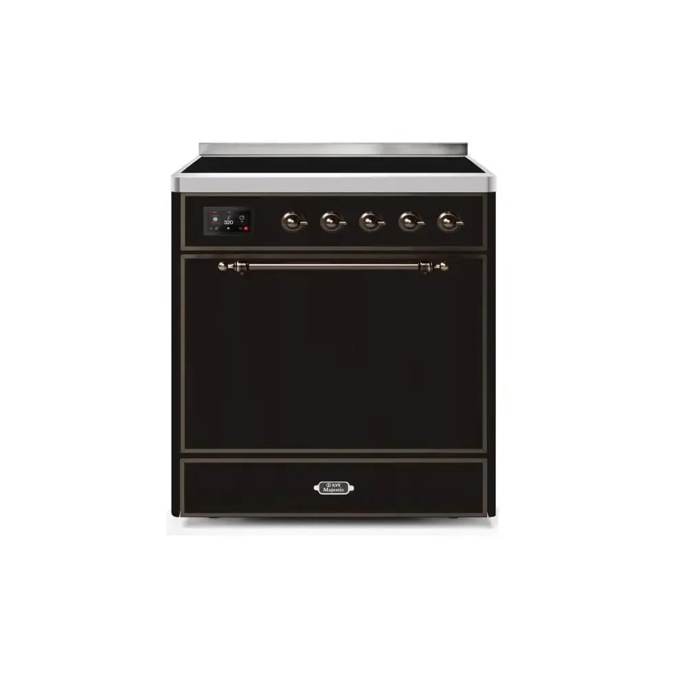 ILVE Majestic II 30 Inch Electric Freestanding Induction Range with Solid Door and Bronze Trim