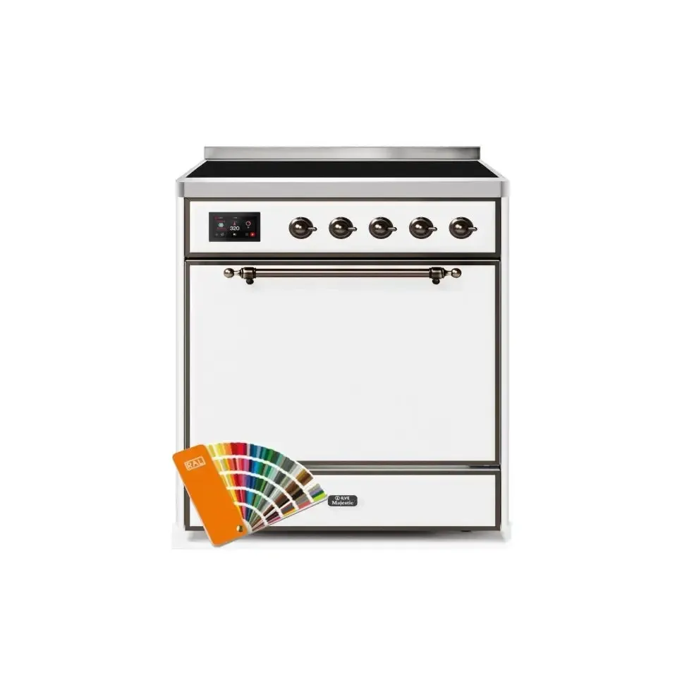 ILVE Majestic II 30 Inch Electric Freestanding Induction Range with Solid Door and Bronze Trim