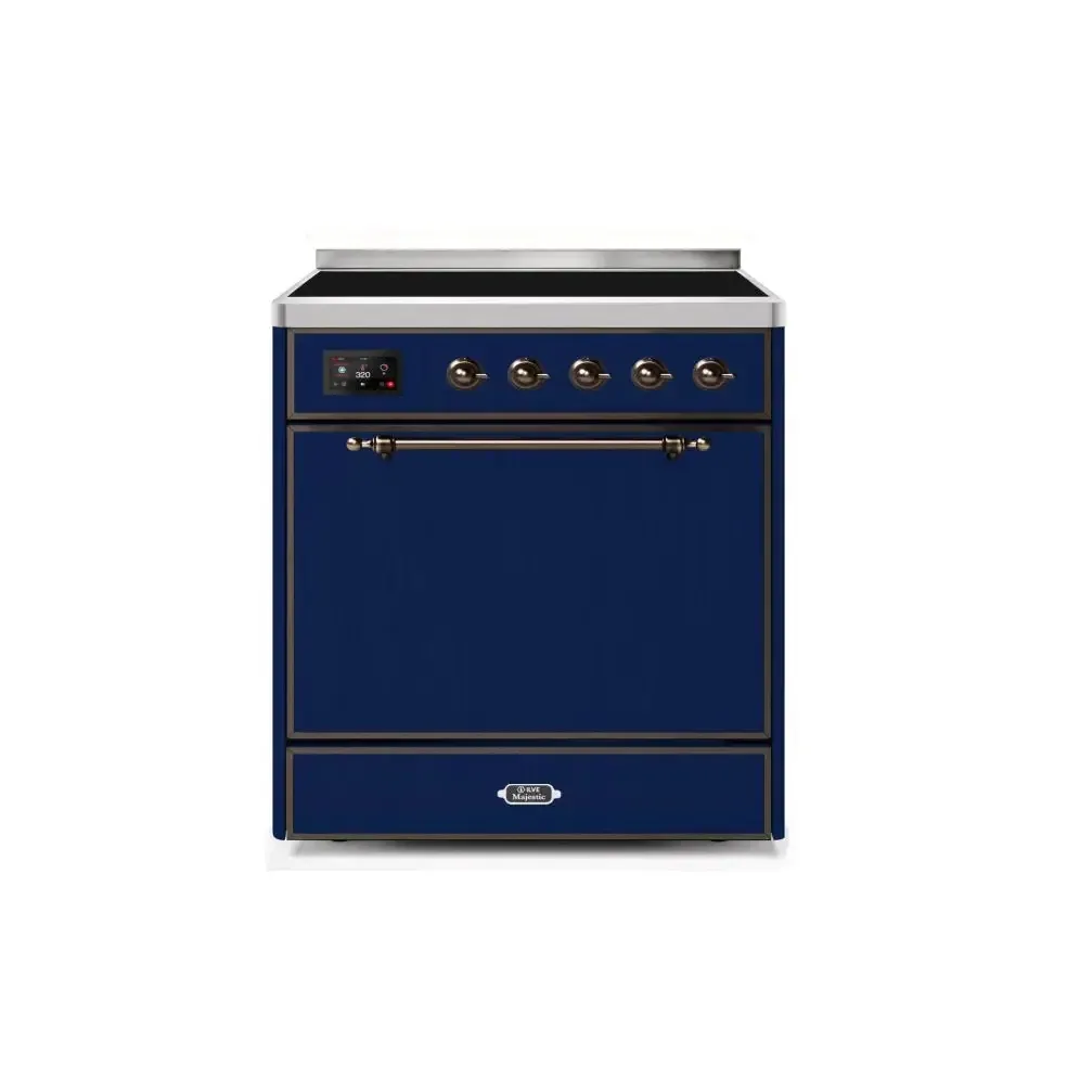 ILVE Majestic II 30 Inch Electric Freestanding Induction Range with Solid Door and Bronze Trim