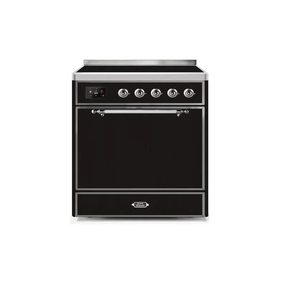 ILVE Majestic II 30 Inch Electric Freestanding Induction Range with Solid Door and Chrome Trim