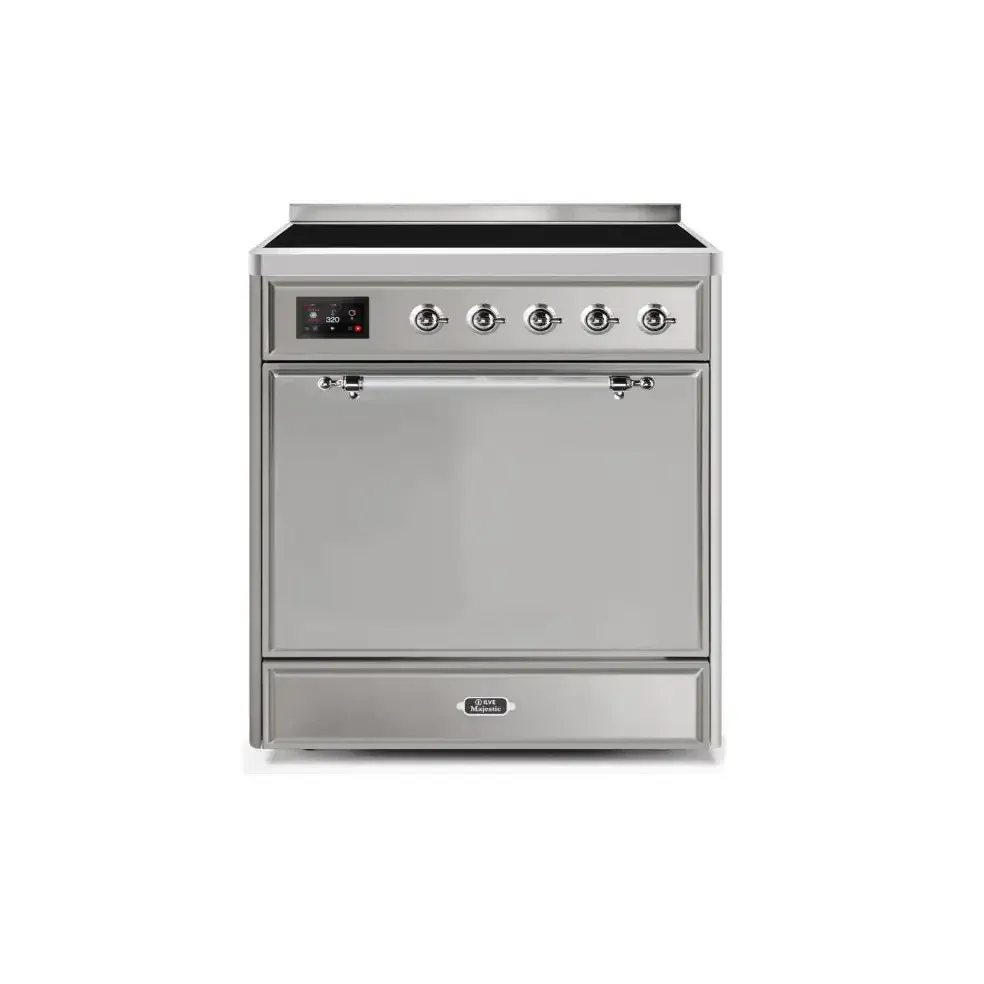 ILVE Majestic II 30 Inch Electric Freestanding Induction Range with Solid Door and Chrome Trim