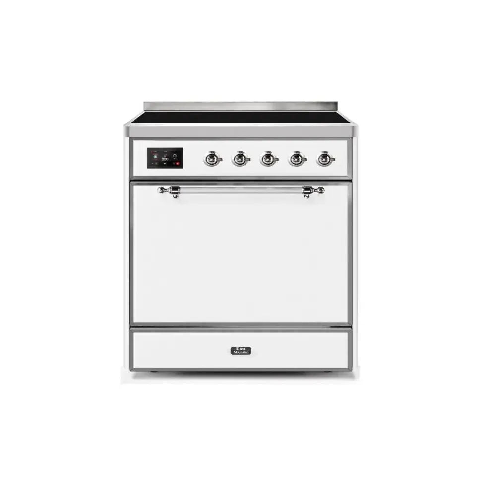 ILVE Majestic II 30 Inch Electric Freestanding Induction Range with Solid Door and Chrome Trim