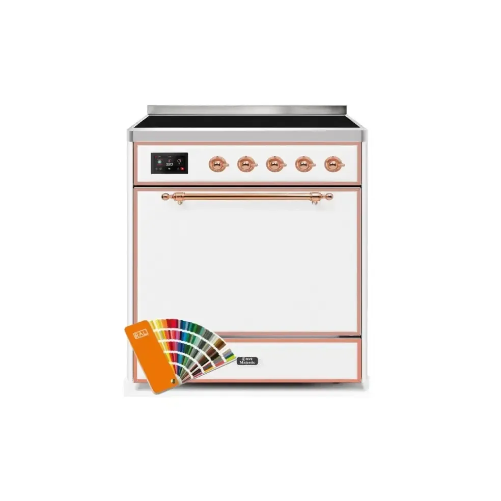 ILVE Majestic II 30 Inch Electric Freestanding Induction Range with Solid Door and Copper Trim