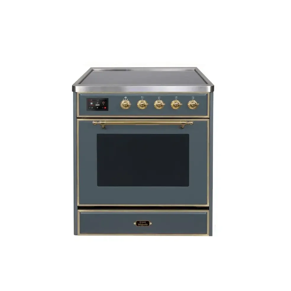 ILVE Majestic II 30 Inch Freestanding Electric Induction Range with Brass Trim