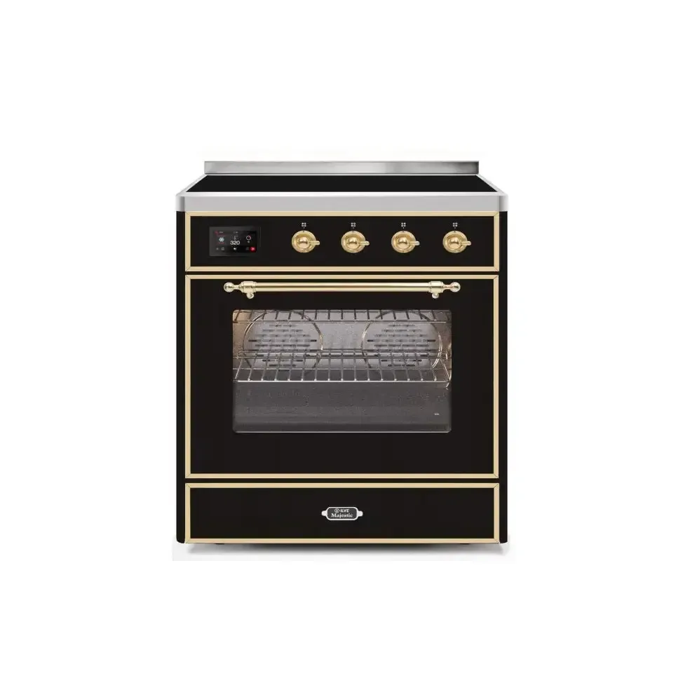 ILVE Majestic II 30 Inch Freestanding Electric Induction Range with Brass Trim