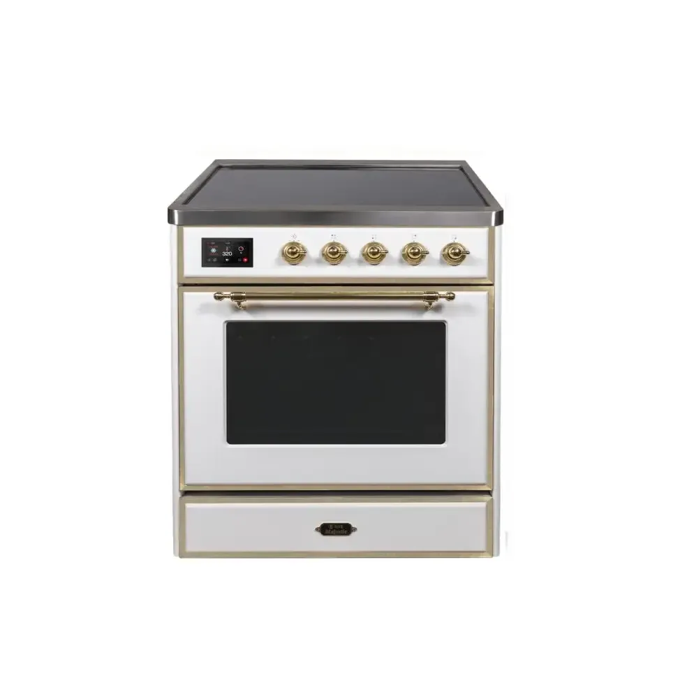 ILVE Majestic II 30 Inch Freestanding Electric Induction Range with Brass Trim