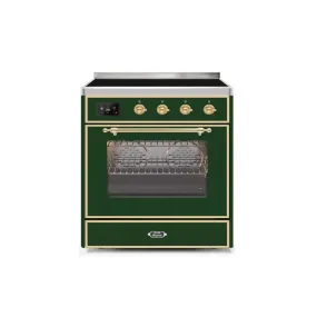 ILVE Majestic II 30 Inch Freestanding Electric Induction Range with Brass Trim