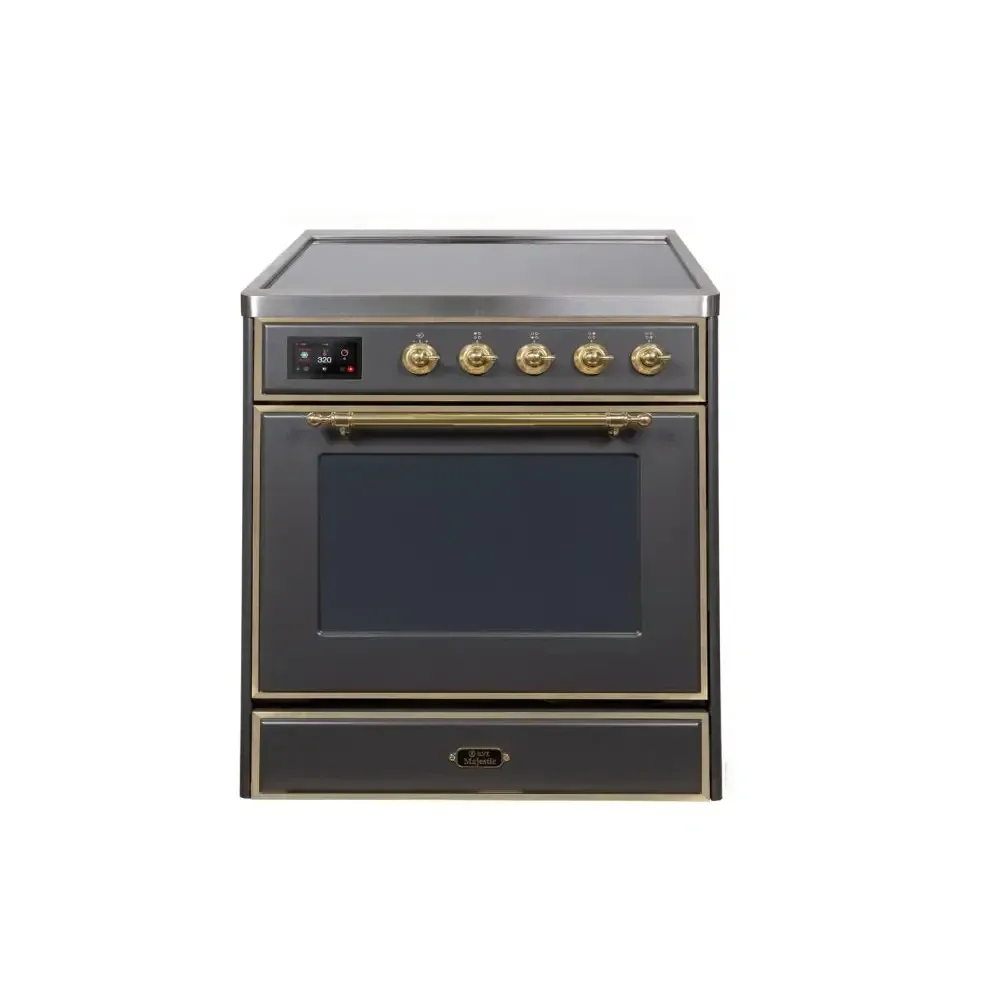 ILVE Majestic II 30 Inch Freestanding Electric Induction Range with Brass Trim