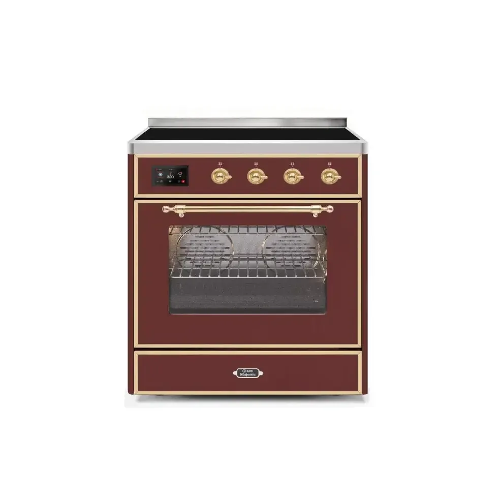 ILVE Majestic II 30 Inch Freestanding Electric Induction Range with Brass Trim