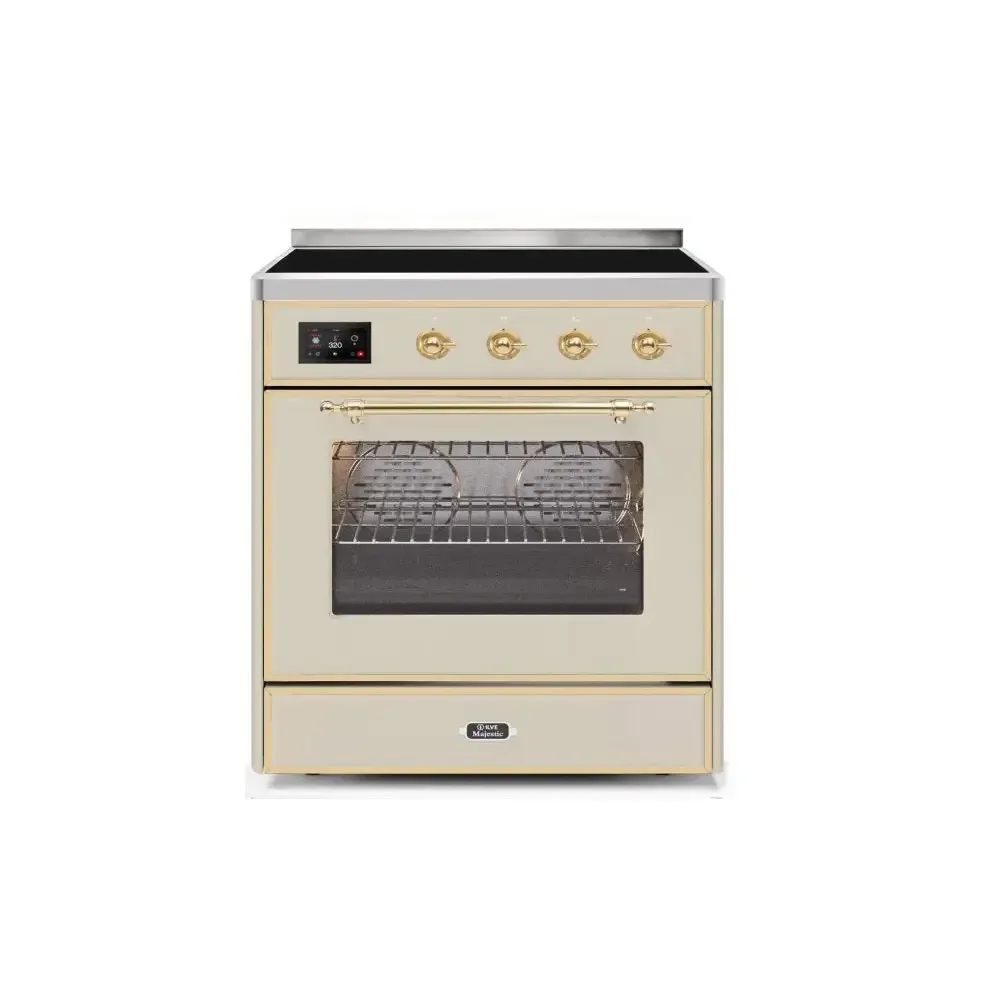 ILVE Majestic II 30 Inch Freestanding Electric Induction Range with Brass Trim