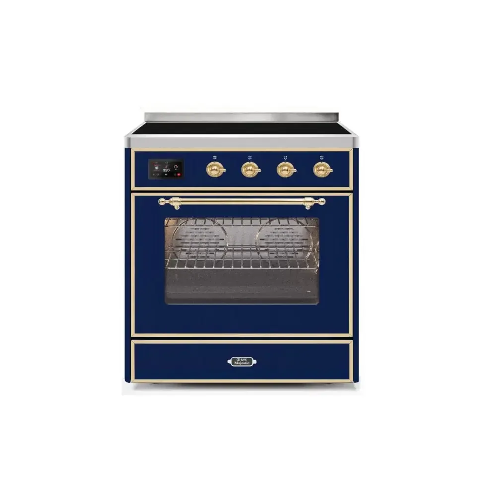 ILVE Majestic II 30 Inch Freestanding Electric Induction Range with Brass Trim