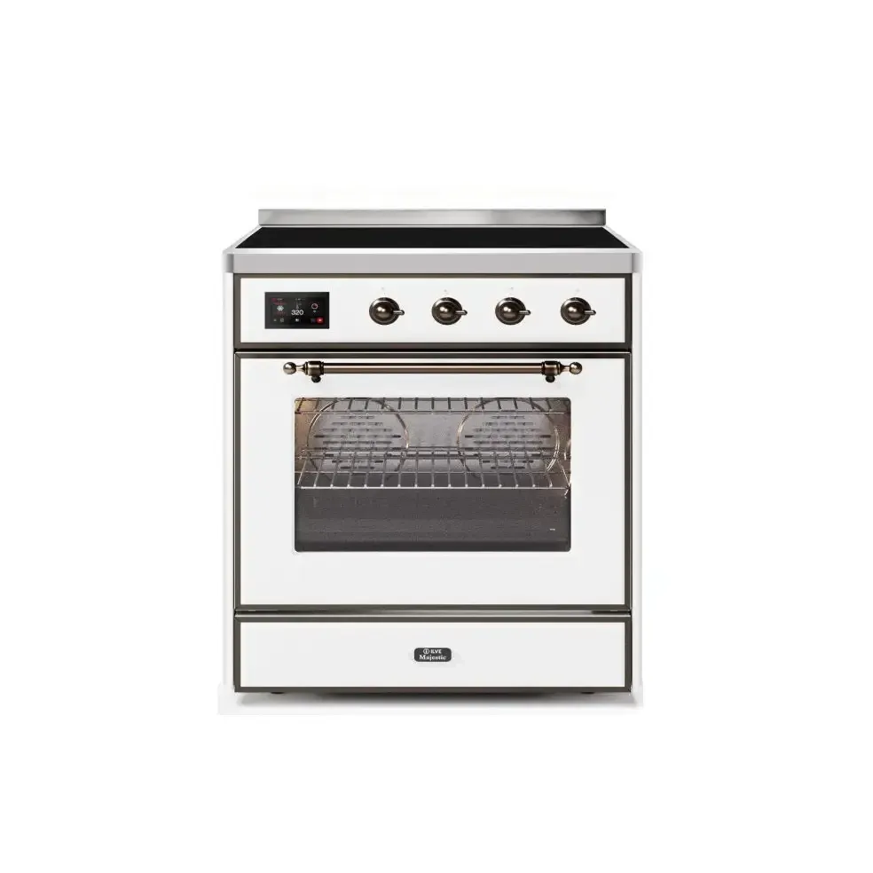 ILVE Majestic II 30 Inch Freestanding Electric Induction Range with Bronze Trim