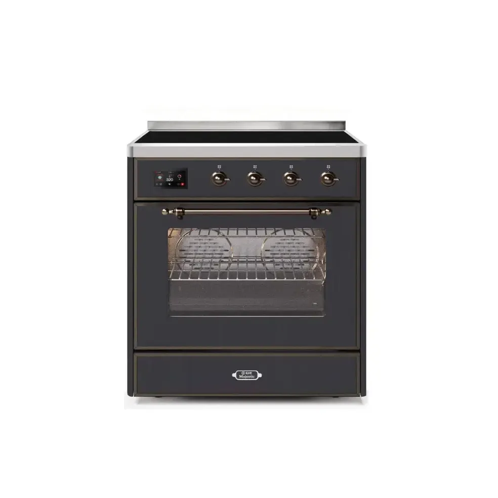 ILVE Majestic II 30 Inch Freestanding Electric Induction Range with Bronze Trim