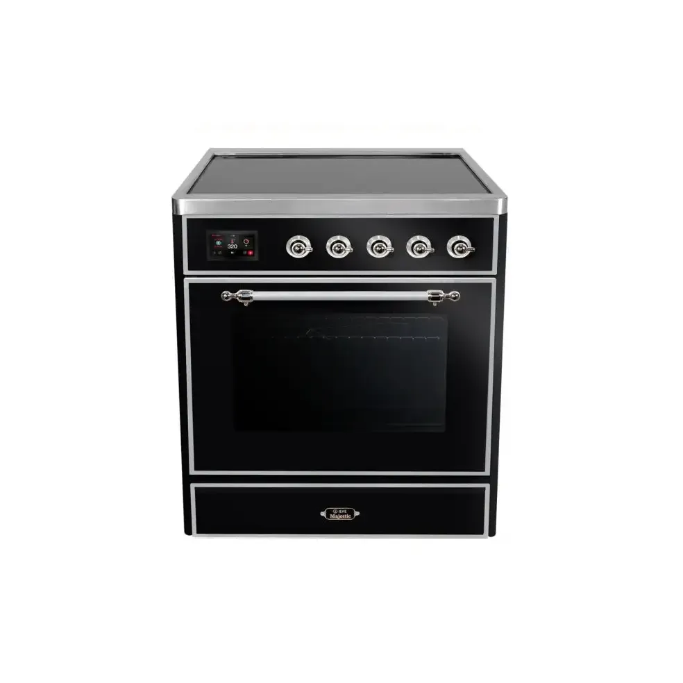 ILVE Majestic II 30 Inch Freestanding Electric Induction Range with Chrome Trim