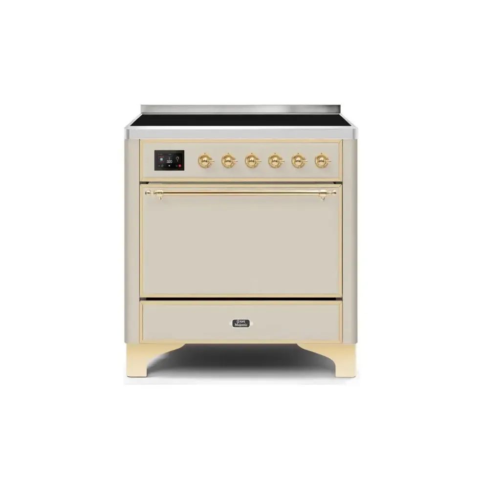 ILVE Majestic II 36 Inch Electric Freestanding Induction Range with Solid Door and Brass Trim