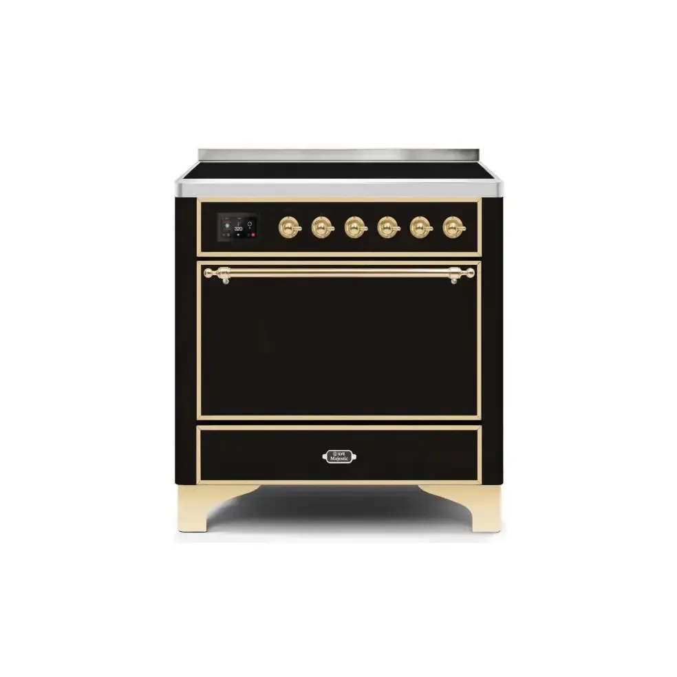 ILVE Majestic II 36 Inch Electric Freestanding Induction Range with Solid Door and Brass Trim