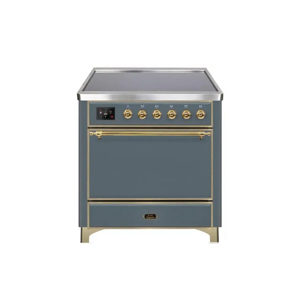 ILVE Majestic II 36 Inch Electric Freestanding Induction Range with Solid Door and Brass Trim