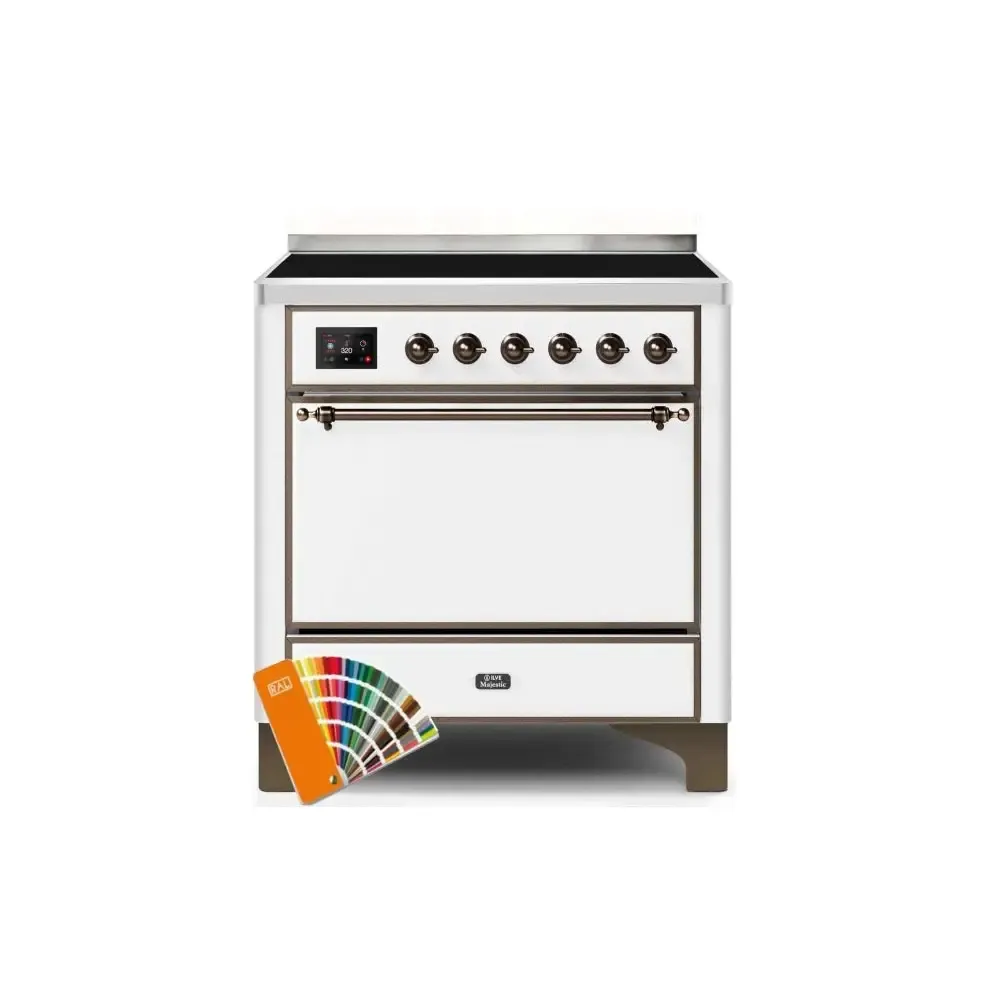 ILVE Majestic II 36 Inch Electric Freestanding Induction Range with Solid Door and Bronze Trim