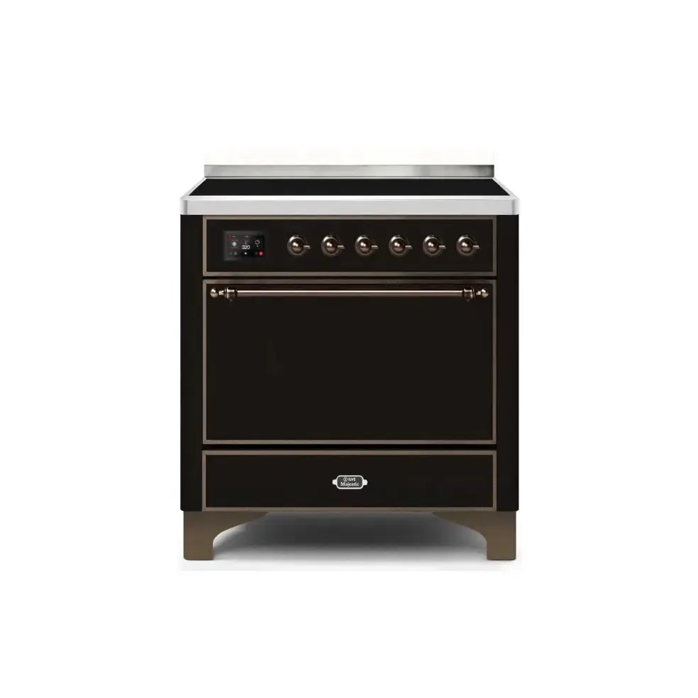 ILVE Majestic II 36 Inch Electric Freestanding Induction Range with Solid Door and Bronze Trim