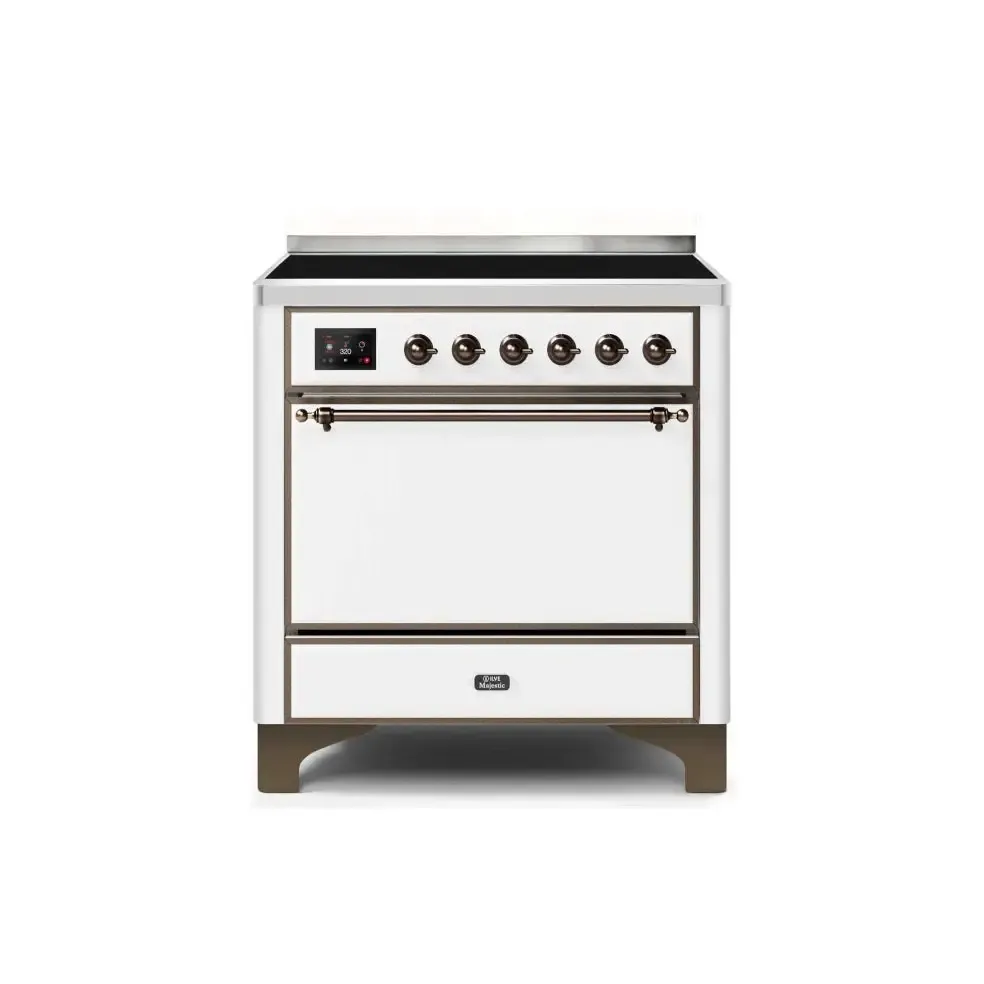 ILVE Majestic II 36 Inch Electric Freestanding Induction Range with Solid Door and Bronze Trim