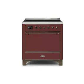 ILVE Majestic II 36 Inch Electric Freestanding Induction Range with Solid Door and Bronze Trim