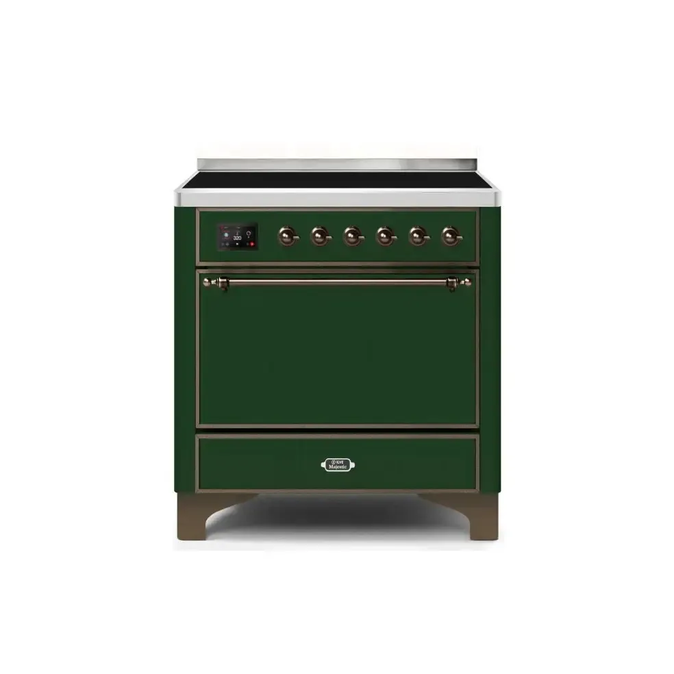 ILVE Majestic II 36 Inch Electric Freestanding Induction Range with Solid Door and Bronze Trim