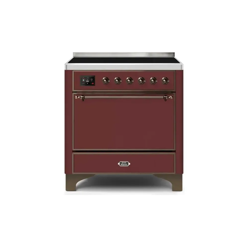 ILVE Majestic II 36 Inch Electric Freestanding Induction Range with Solid Door and Bronze Trim