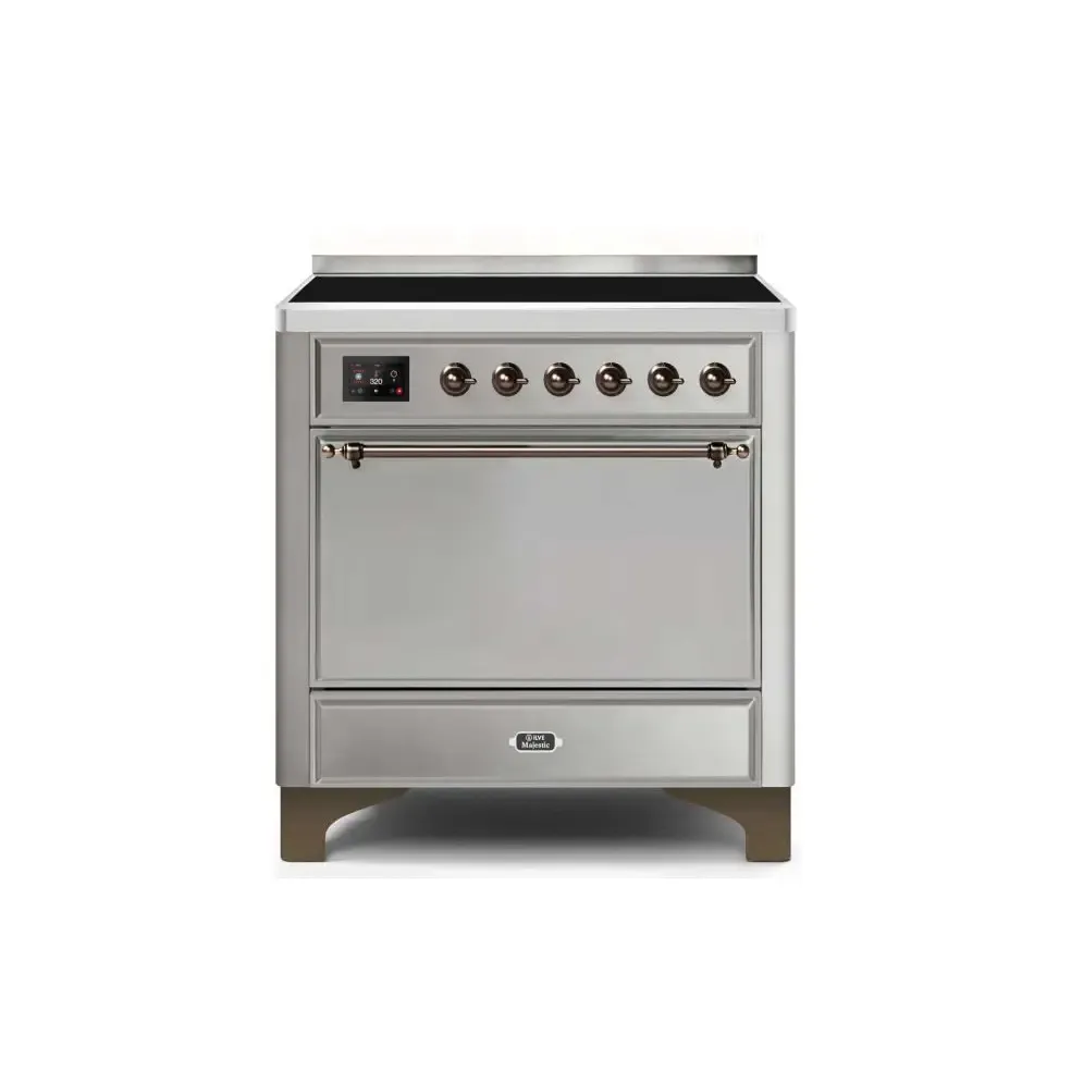 ILVE Majestic II 36 Inch Electric Freestanding Induction Range with Solid Door and Bronze Trim